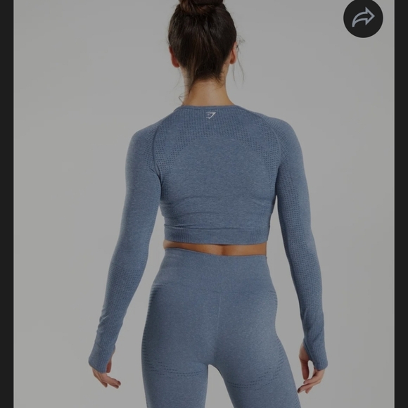Gymshark Vital Crop Top - Evening Blue Marl - Picture 2 of 11